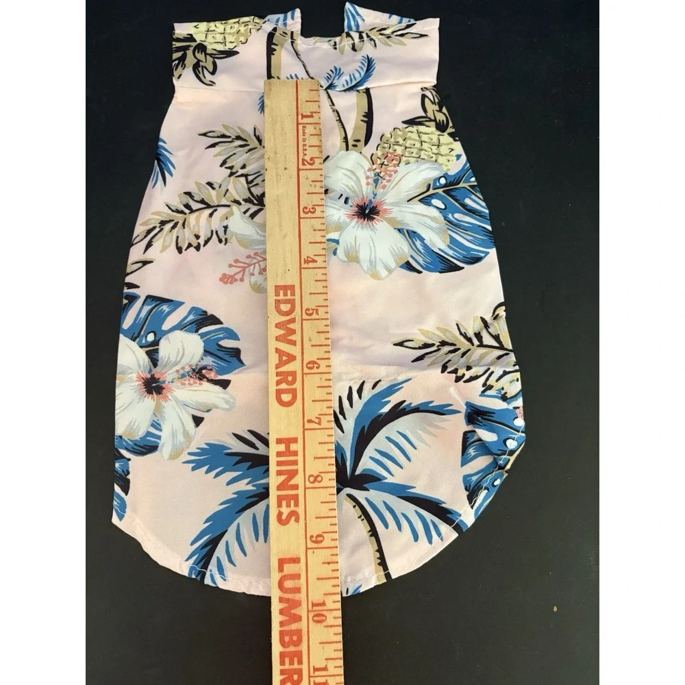 DOG HAWAIIAN SHIRT Size M – Red & Pink Floral Hibiscus Print‎ Outfit – Cute